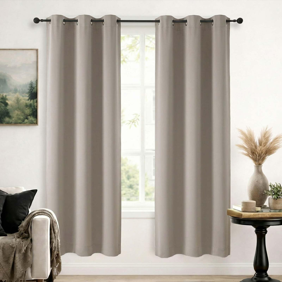 Simplebrand Sage Green Blackout Curtains 84 Inch Length 2 Panels Set for Bedroom/Living Room, Solid Room Darkening Thermal Insulated Grommet Energy Saving Window Treatment Drapes, Each 52" Wide