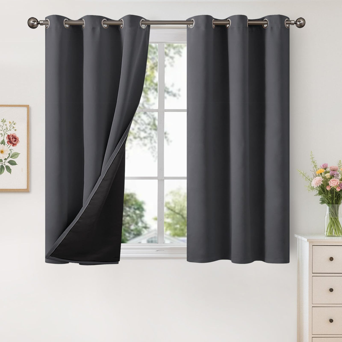 YoungsTex Black Blackout Curtains for Bedroom, Thermal Drapes Heat Blocking