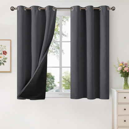 YoungsTex Black Blackout Curtains for Bedroom, Thermal Drapes Heat Blocking