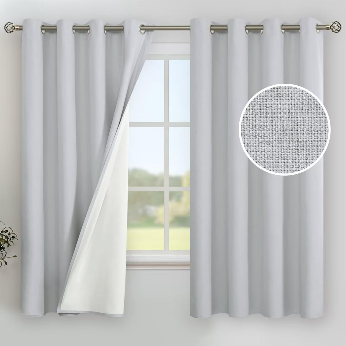 YoungsTex Black Blackout Curtains for Bedroom, Thermal Drapes Heat Blocking