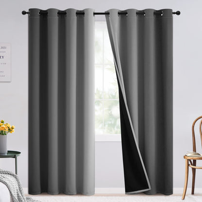 SimpleHome Ombre Black to Grey White Curtains for Living Room 52Wx84L