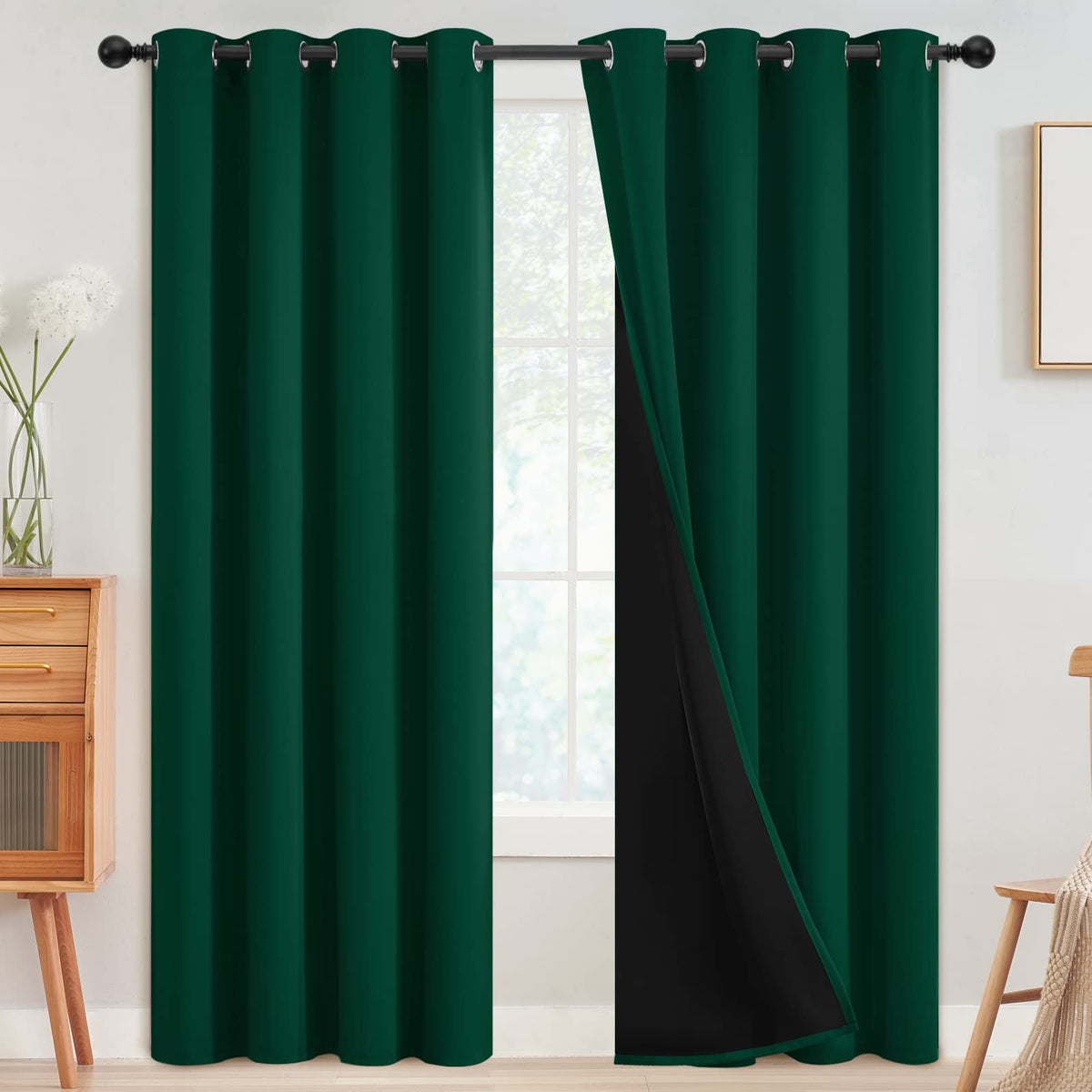 SimpleHome Cream 100% Blackout Curtains Room Darkening Living Room 84 Inch