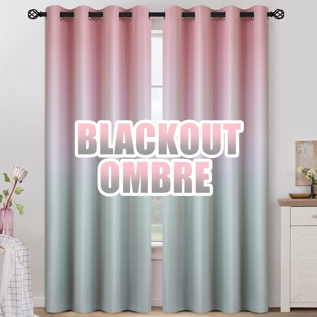 COSVIYA Grommet Room Darkening Ombre Purple Curtains W52xL63 inch