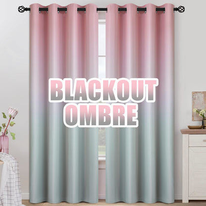 COSVIYA Grommet Room Darkening Ombre Purple Curtains W52xL63 inch