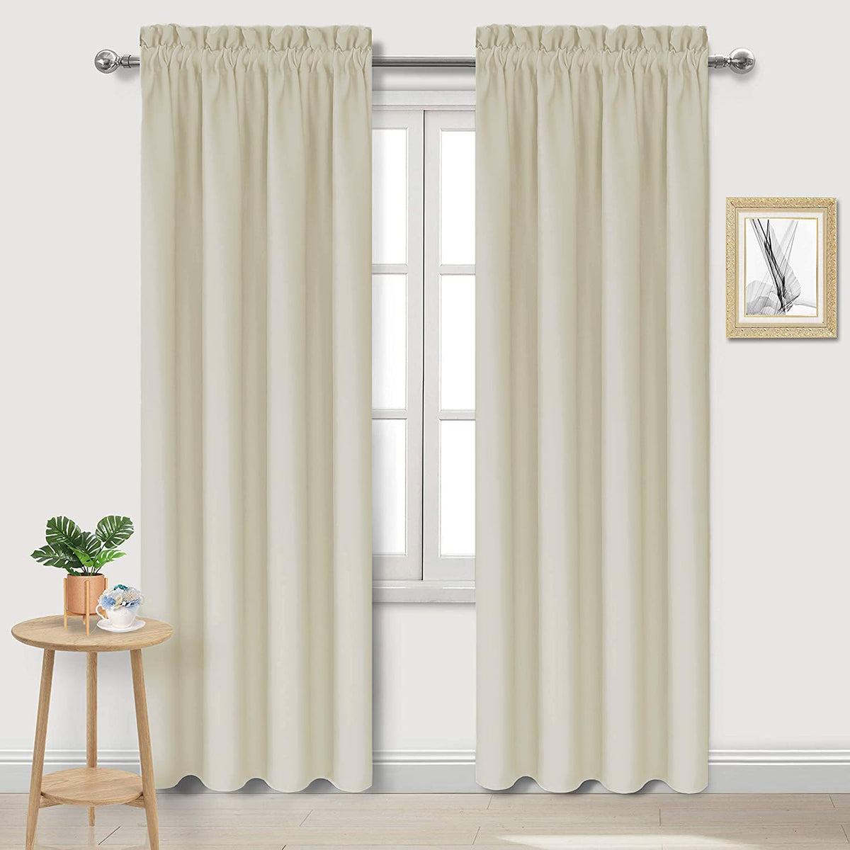 DWCN Blackout Curtains for Bedroom Living Room 42 x 63 Inch Long Black