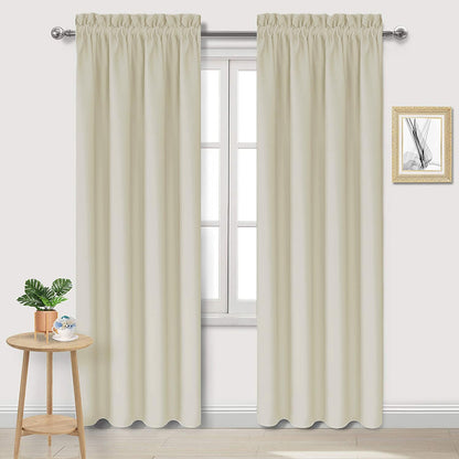 DWCN Blackout Curtains for Bedroom Living Room 42 x 63 Inch Long Black