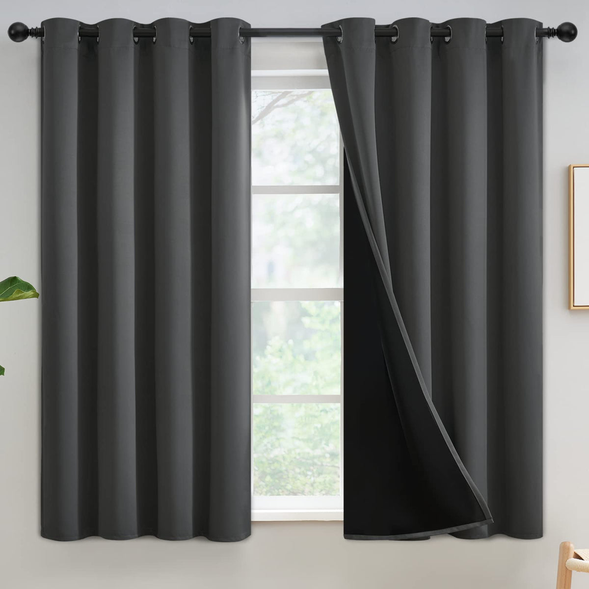 Yakamok Burgundy Red Blackout Curtains 84 inches Long for Bedroom 38" Wide
