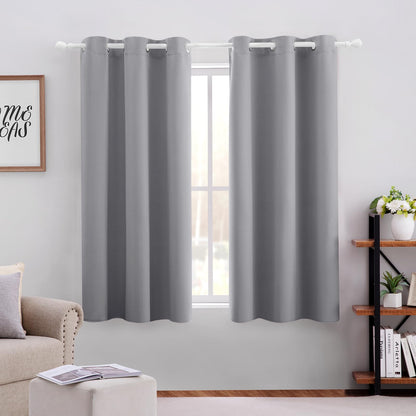 HOMEIDEAS Blackout Curtains for Bedroom 52 X 84 Inch Long 2 Panels Set Light Grey/Gray Room Darkening Curtains/Drapes, Soundproof Thermal Grommet Window Curtains for Living Room