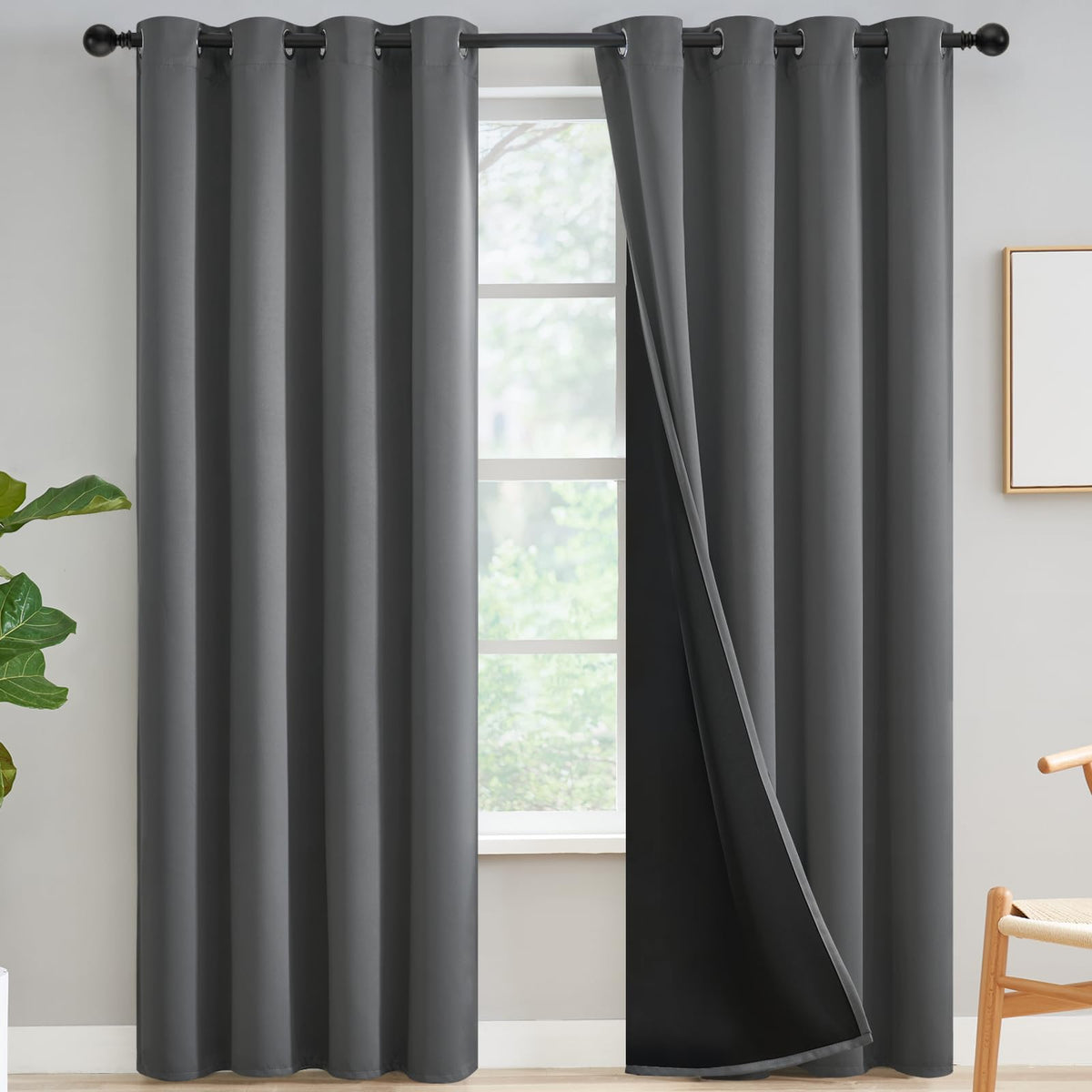 Yakamok Burgundy Red Blackout Curtains 84 inches Long for Bedroom 38" Wide