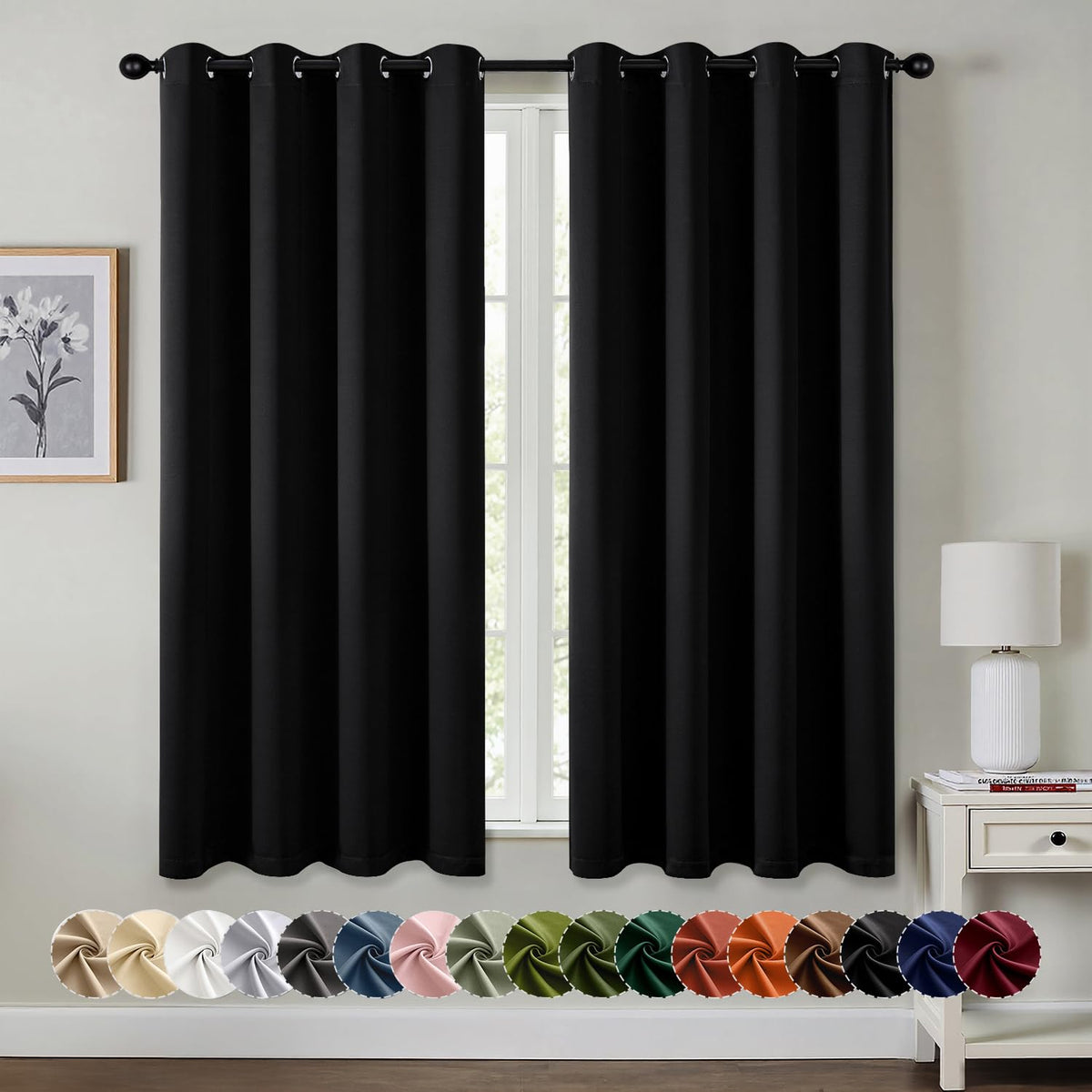 MIULEE Blackout Curtains for Bedroom 2 Panels 40 x 63 Inch Long Pink