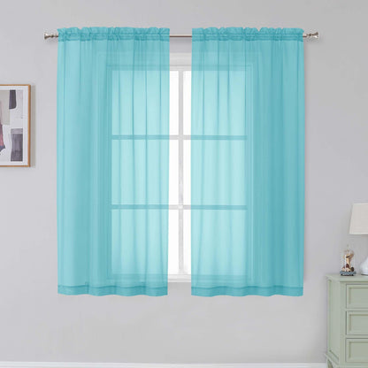 Simplebrand Black Sheer Curtains 84 Inches Long 2 Panels for Living Room