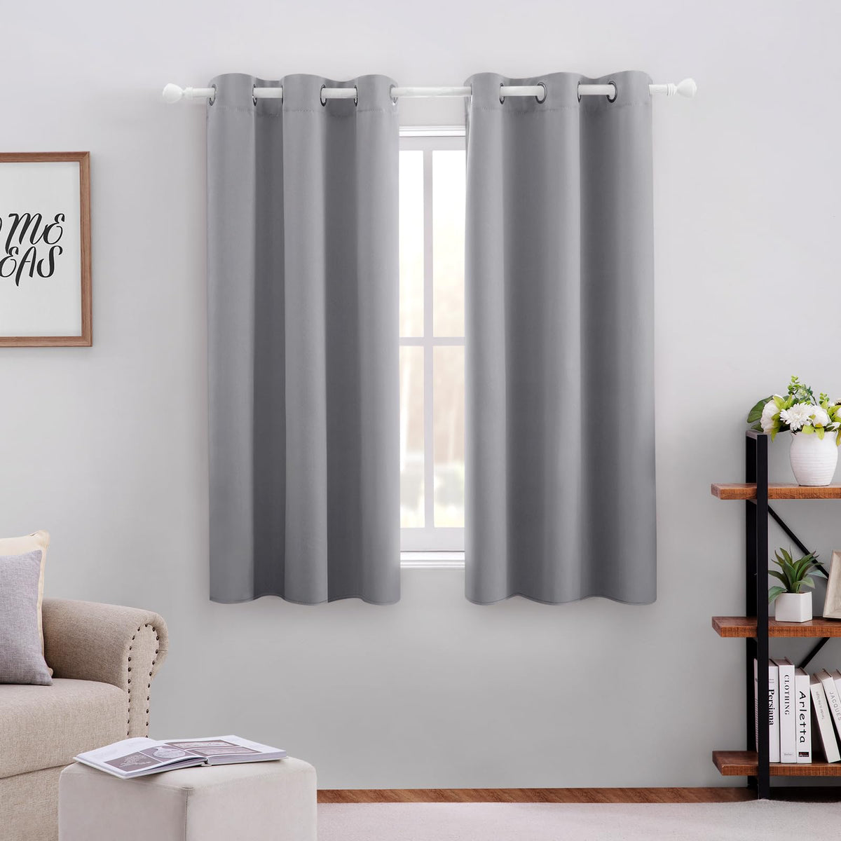 HOMEIDEAS Blackout Curtains for Bedroom 52 X 84 Inch Long 2 Panels Set Light Grey/Gray Room Darkening Curtains/Drapes, Soundproof Thermal Grommet Window Curtains for Living Room