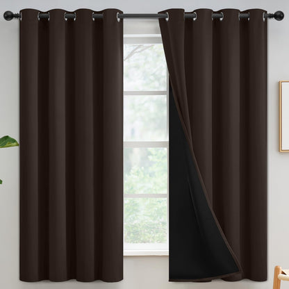 Yakamok Burgundy Red Blackout Curtains 84 inches Long for Bedroom 38" Wide