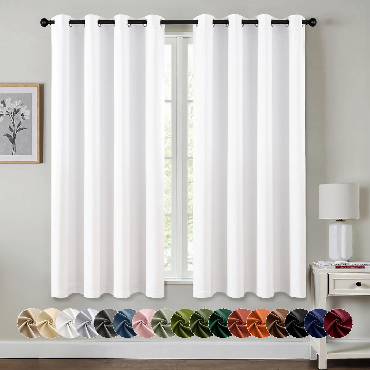 MIULEE Blackout Curtains for Bedroom 2 Panels 40 x 63 Inch Long Black