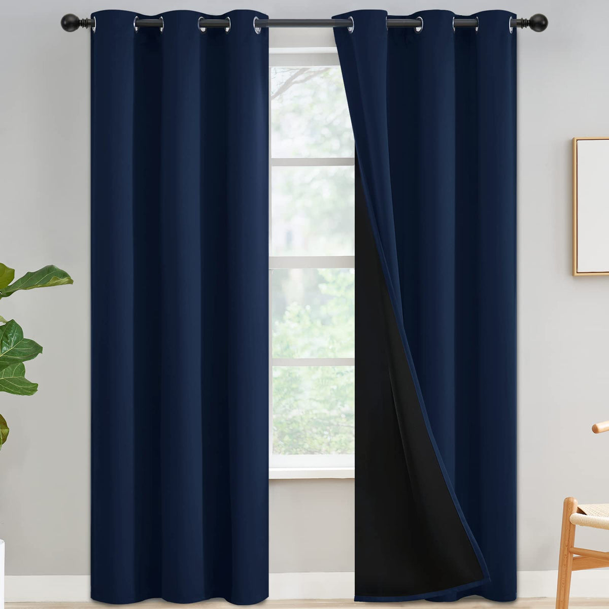 Yakamok Burgundy Red Blackout Curtains 84 inches Long for Bedroom 38" Wide