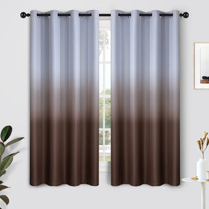 SimpleHome Ombre Black to Grey White Curtains for Living Room 52Wx84L