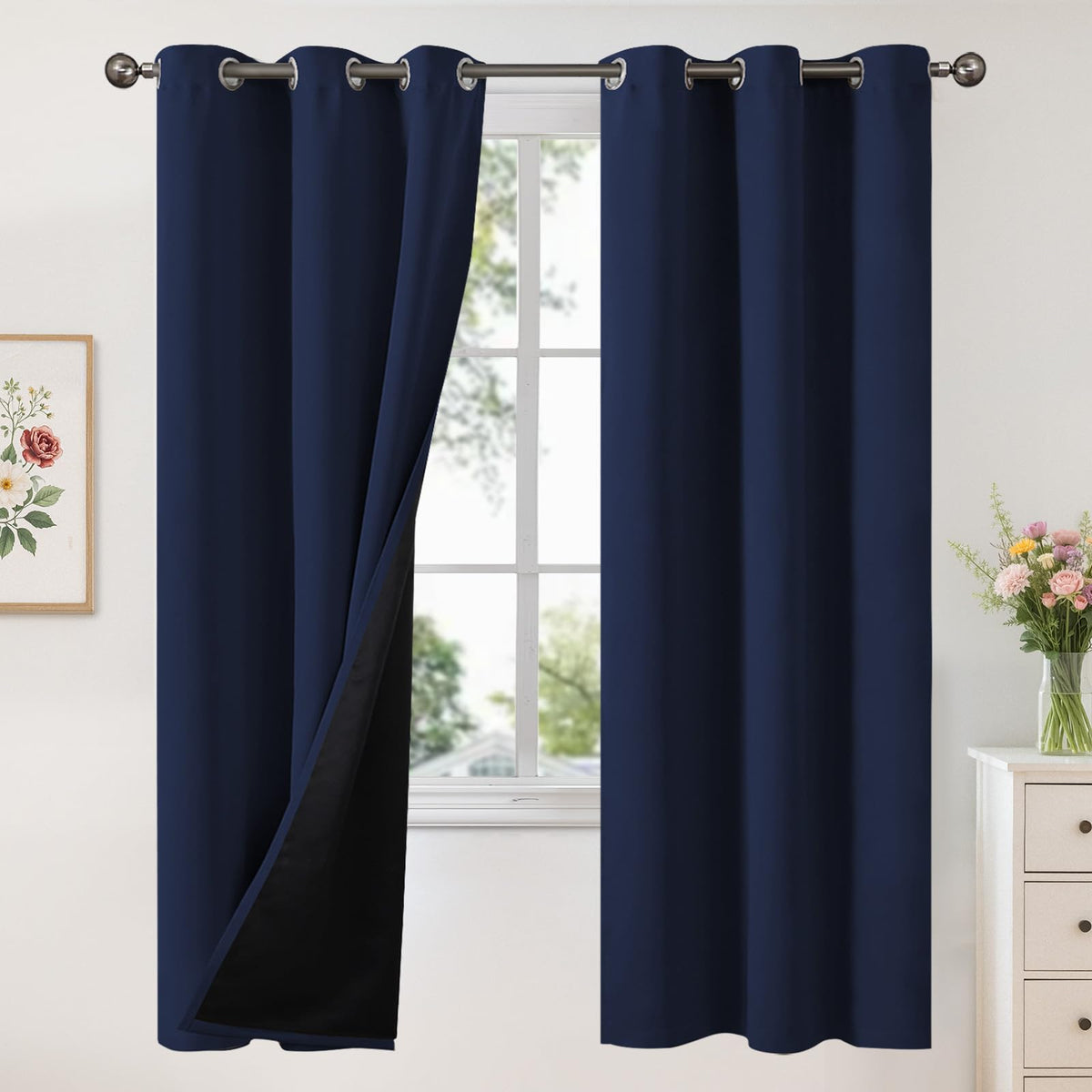 YoungsTex Black Blackout Curtains for Bedroom, Thermal Drapes Heat Blocking