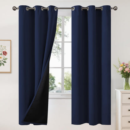 YoungsTex Black Blackout Curtains for Bedroom, Thermal Drapes Heat Blocking