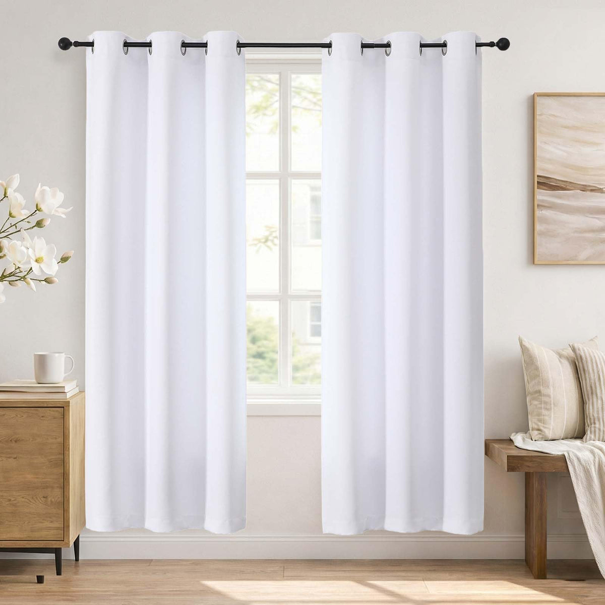 Simplebrand Sage Green Blackout Curtains 84 Inch Length 2 Panels Set for Bedroom/Living Room, Solid Room Darkening Thermal Insulated Grommet Energy Saving Window Treatment Drapes, Each 52" Wide