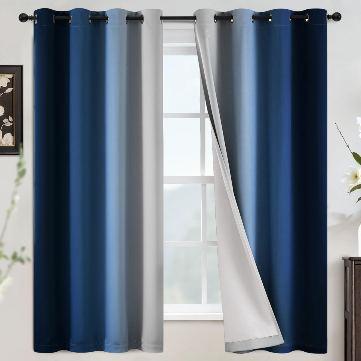 COSVIYA Grommet Room Darkening Ombre Purple Curtains W52xL63 inch