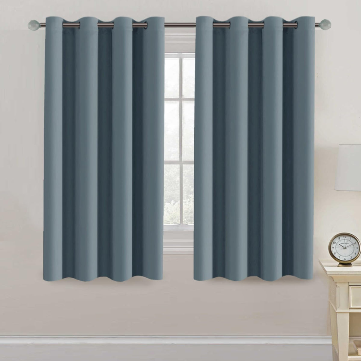 H.VERSAILTEX 100% Blackout Curtains for Bedroom Black Out Curtains 96 inch Thermal Insulated Long Blackout Curtains for Living Room, Energy Saving Curtains for Patio Door Grommet (1 Panel, Jet Black)
