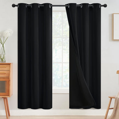 SimpleHome Cream 100% Blackout Curtains Room Darkening Living Room 84 Inch