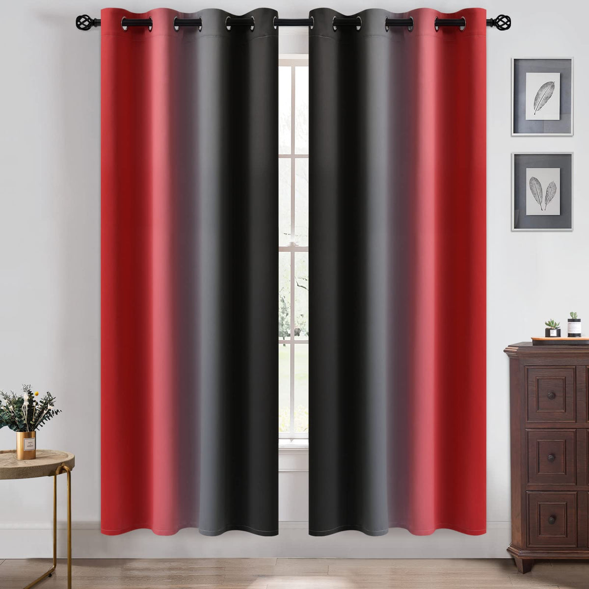 Yakamok Ombre Curtains Blue and Greyish White for Living Room,52Wx84L