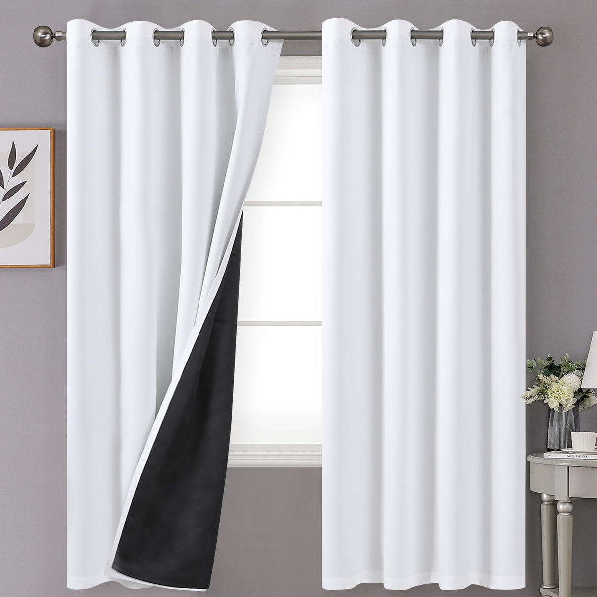 YoungsTex Black Blackout Curtains for Bedroom, Thermal Drapes Heat Blocking