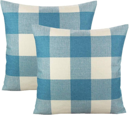 VAKADO Outdoor Plaid Throw Pillow Covers 18x18 Set of 2, Black & White
