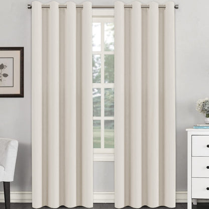 H.VERSAILTEX Blackout Curtains for Bedroom Thermal Insulated Room Darkening Living Room Curtains 63 Inch Long Grommet Privacy Protection Window Curtain Panels/Drapes for Nursery,2 Panels,Ivory/Cream