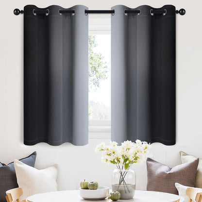 SimpleHome Ombre Black to Grey White Curtains for Living Room 52Wx84L