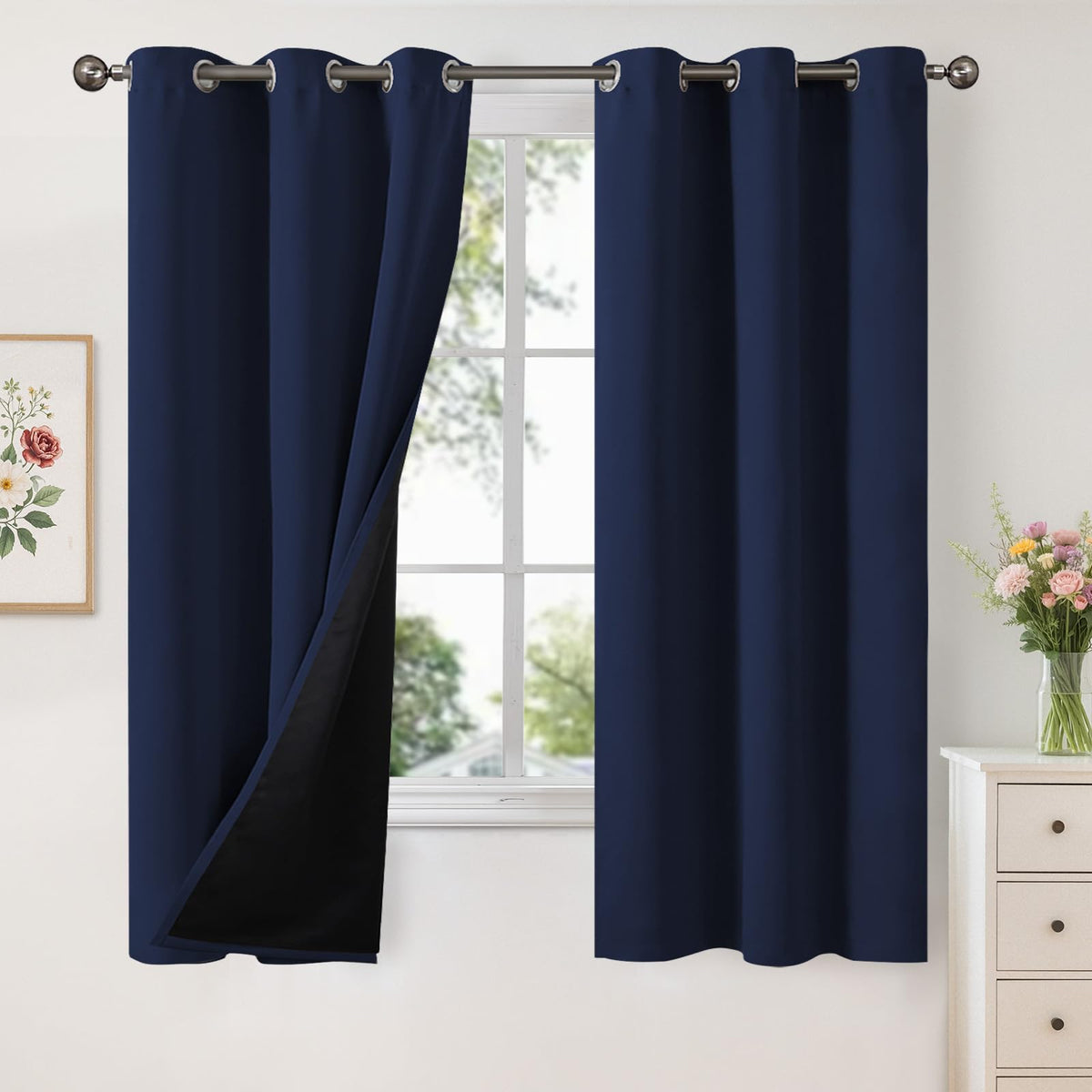 YoungsTex Black Blackout Curtains for Bedroom, Thermal Drapes Heat Blocking