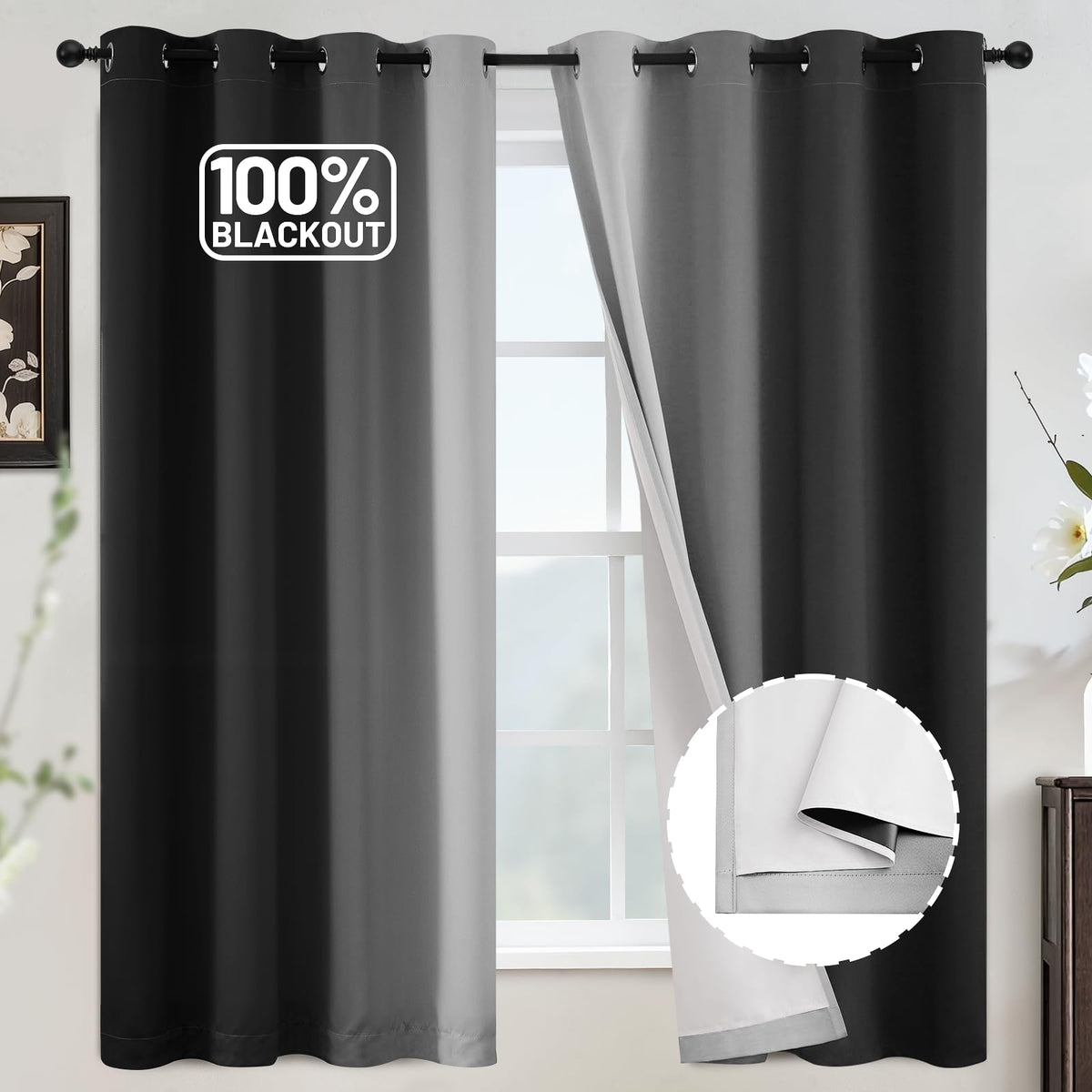 COSVIYA Grommet Room Darkening Ombre Purple Curtains W52xL63 inch