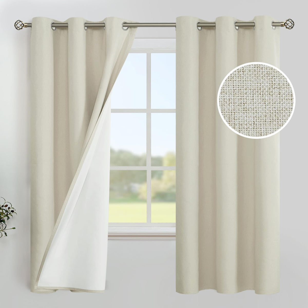 YoungsTex Black Blackout Curtains for Bedroom, Thermal Drapes Heat Blocking
