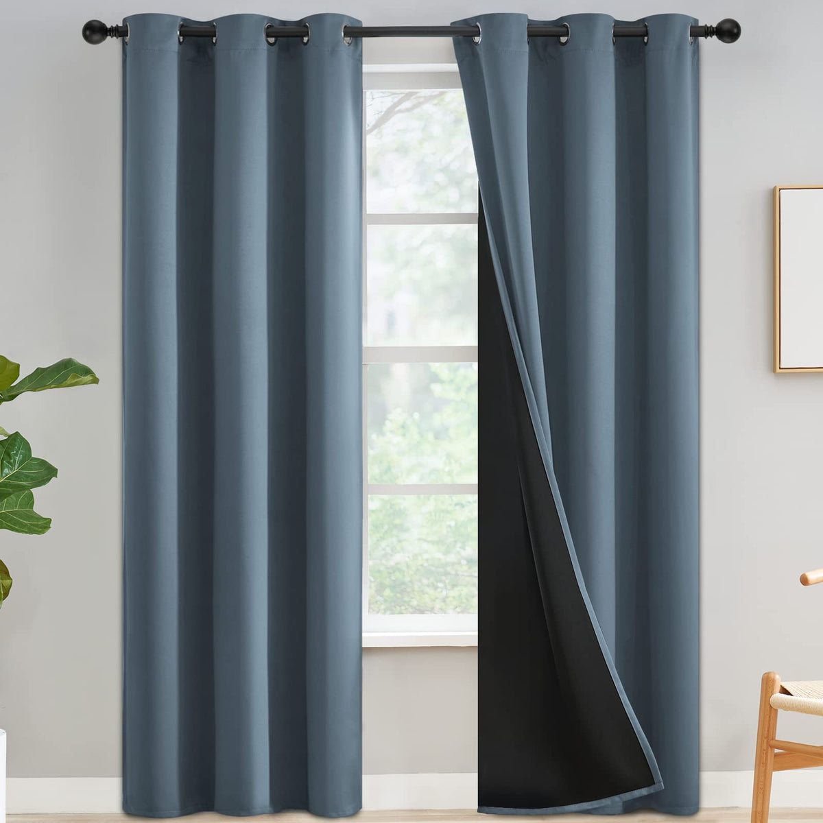 Yakamok Burgundy Red Blackout Curtains 84 inches Long for Bedroom 38" Wide