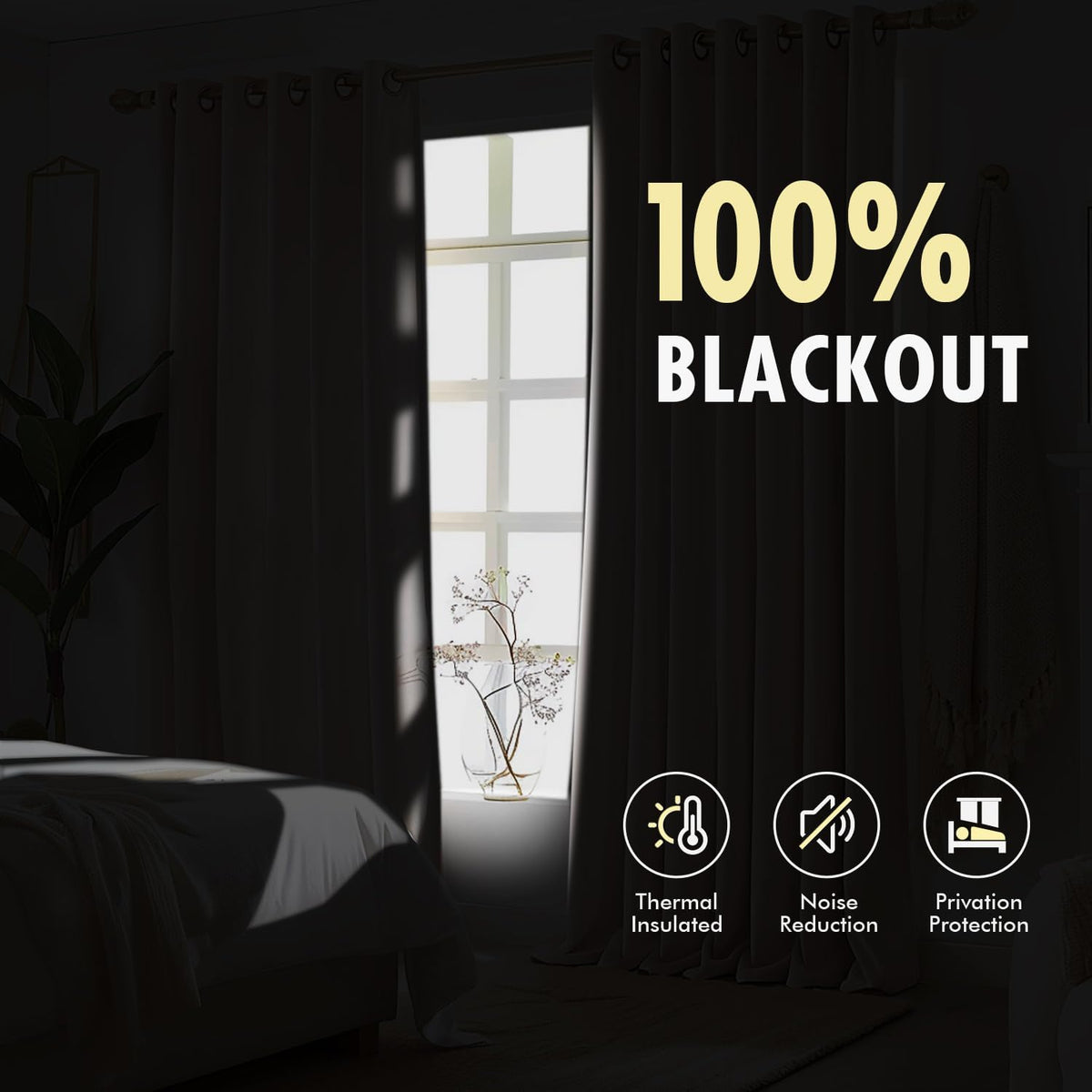 MIULEE Natural Pinch Pleated 100% Blackout Linen Curtains 40x84 Inches