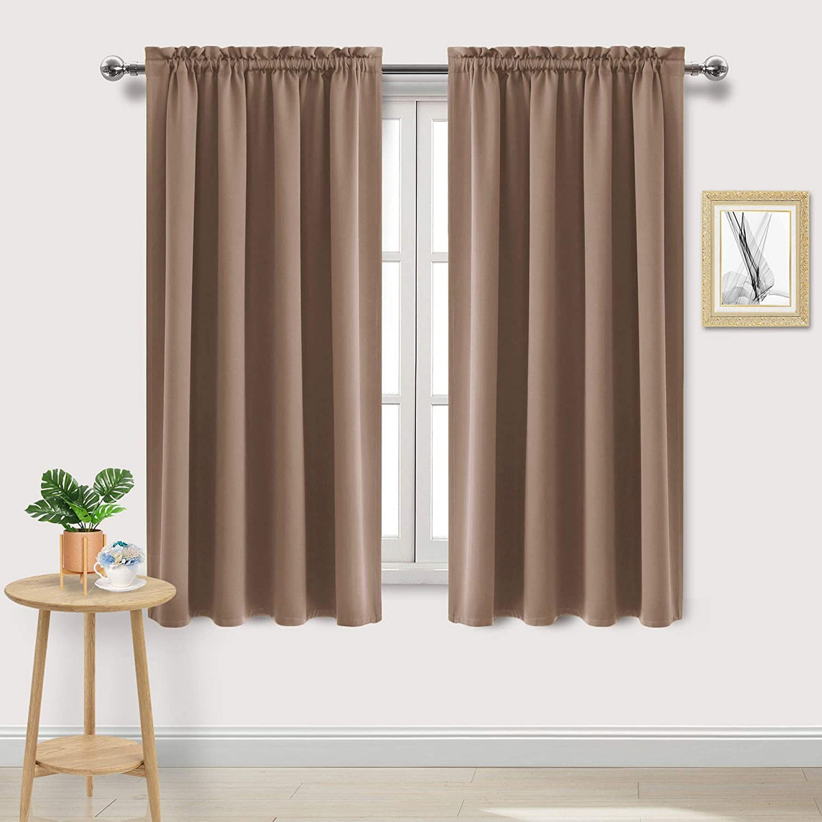 DWCN Blackout Curtains for Bedroom Living Room 42 x 63 Inch Long Black
