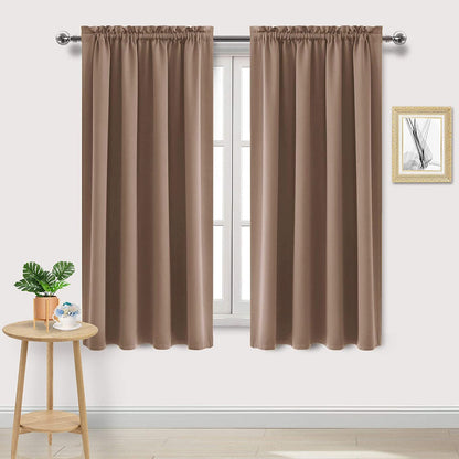 DWCN Blackout Curtains for Bedroom Living Room 42 x 63 Inch Long Black