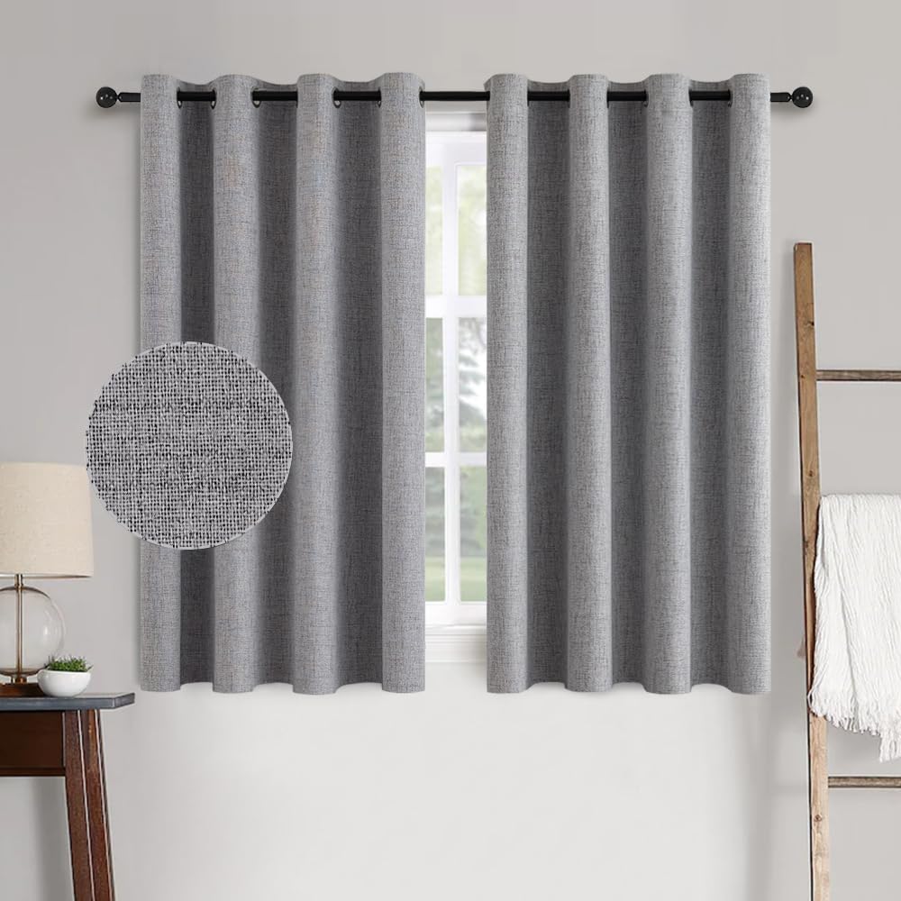 MIULEE 100% Blackout Linen Curtains for Bedroom 52x84 Inches Natural Beige