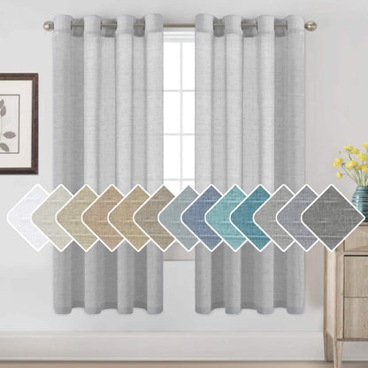 H.VERSAILTEX Natural Linen Sheer Curtains 84" 2 Panels Grommet