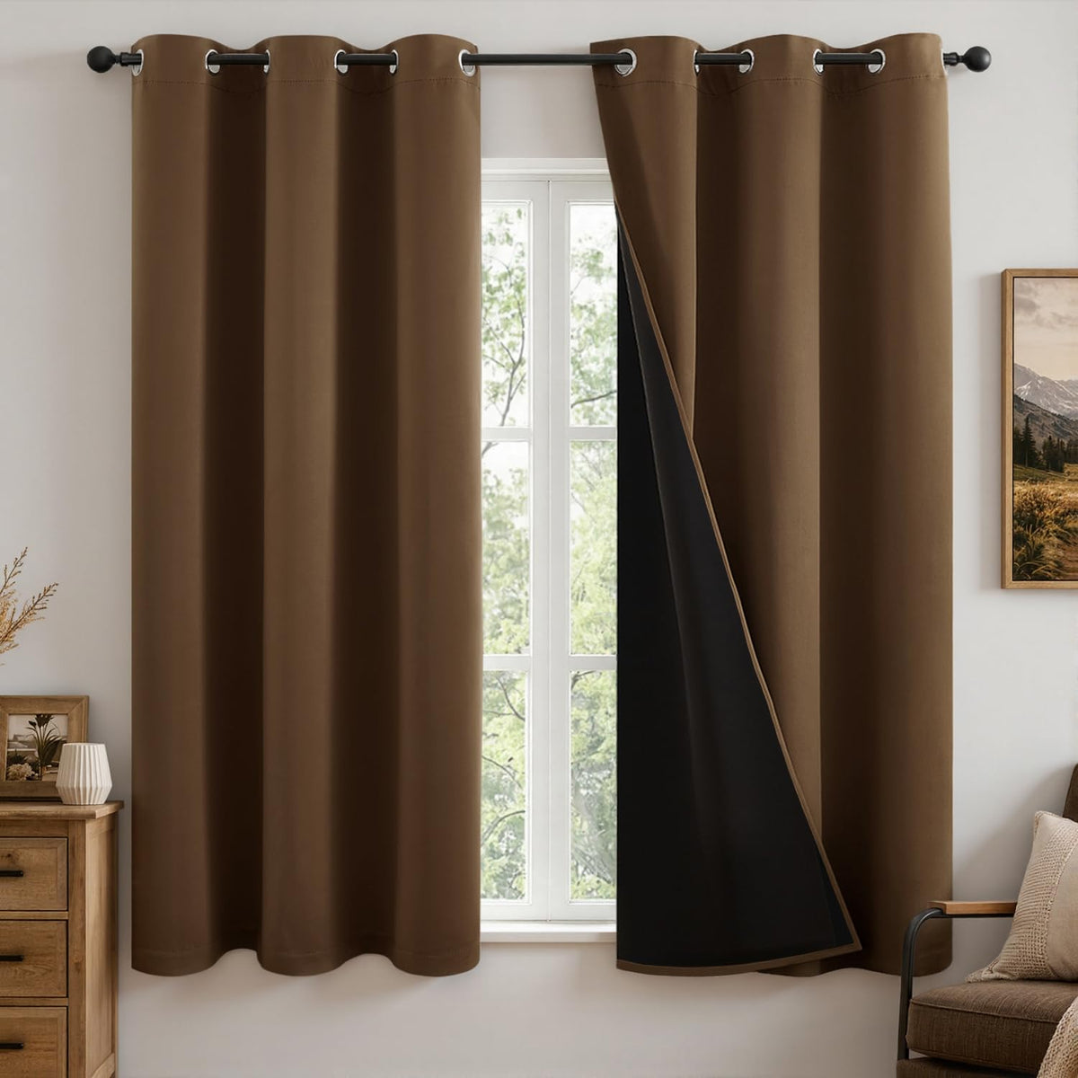 MIULEE Cream 100% Blackout Curtains for Bedroom 40x63 Inch Long