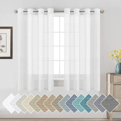 H.VERSAILTEX Natural Linen Sheer Curtains 84" 2 Panels Grommet