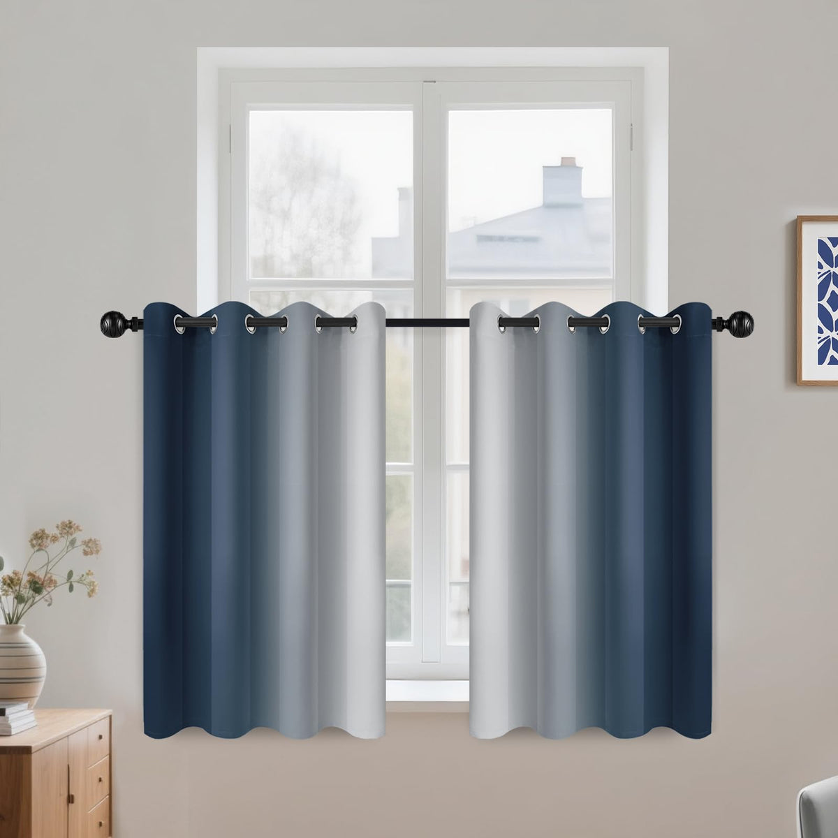 COSVIYA Grommet Room Darkening Ombre Purple Curtains W52xL63 inch