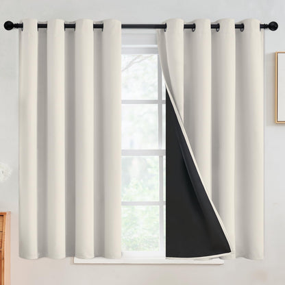 SimpleHome Cream 100% Blackout Curtains Room Darkening Living Room 84 Inch