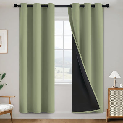 SimpleHome Cream 100% Blackout Curtains Room Darkening Living Room 84 Inch