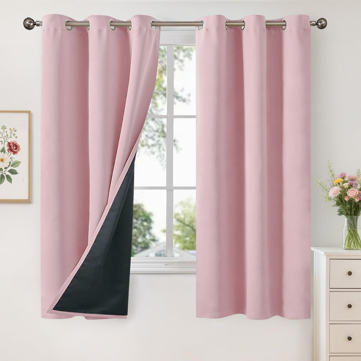 YoungsTex Black Blackout Curtains for Bedroom, Thermal Drapes Heat Blocking