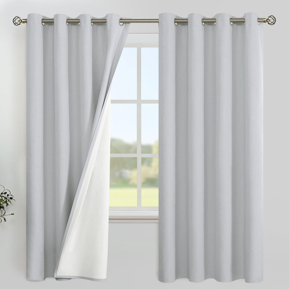 YoungsTex Black Blackout Curtains for Bedroom, Thermal Drapes Heat Blocking