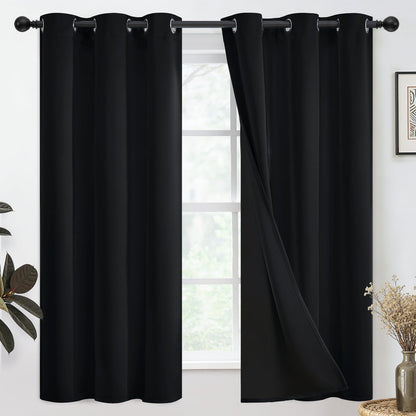 SimpleHome Cream 100% Blackout Curtains Room Darkening Living Room 84 Inch