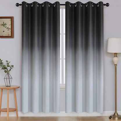 SimpleHome Ombre Black to Grey White Curtains for Living Room 52Wx84L