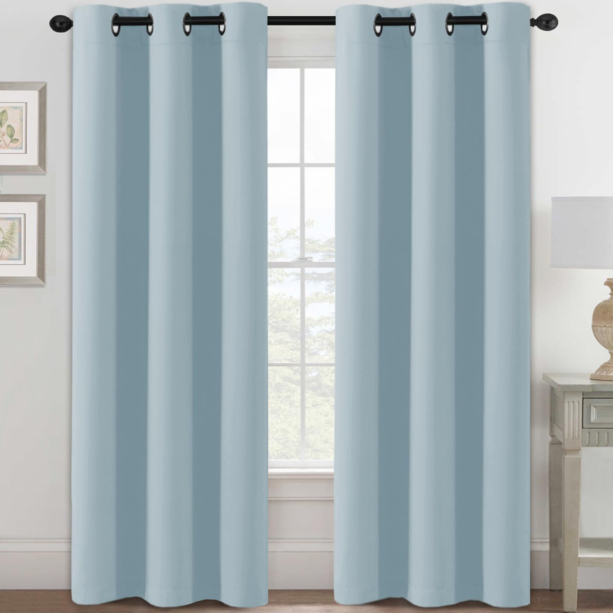 H.VERSAILTEX Blackout Curtains for Bedroom Thermal Insulated Room Darkening Living Room Curtains 63 Inch Long Grommet Privacy Protection Window Curtain Panels/Drapes for Nursery,2 Panels,Ivory/Cream